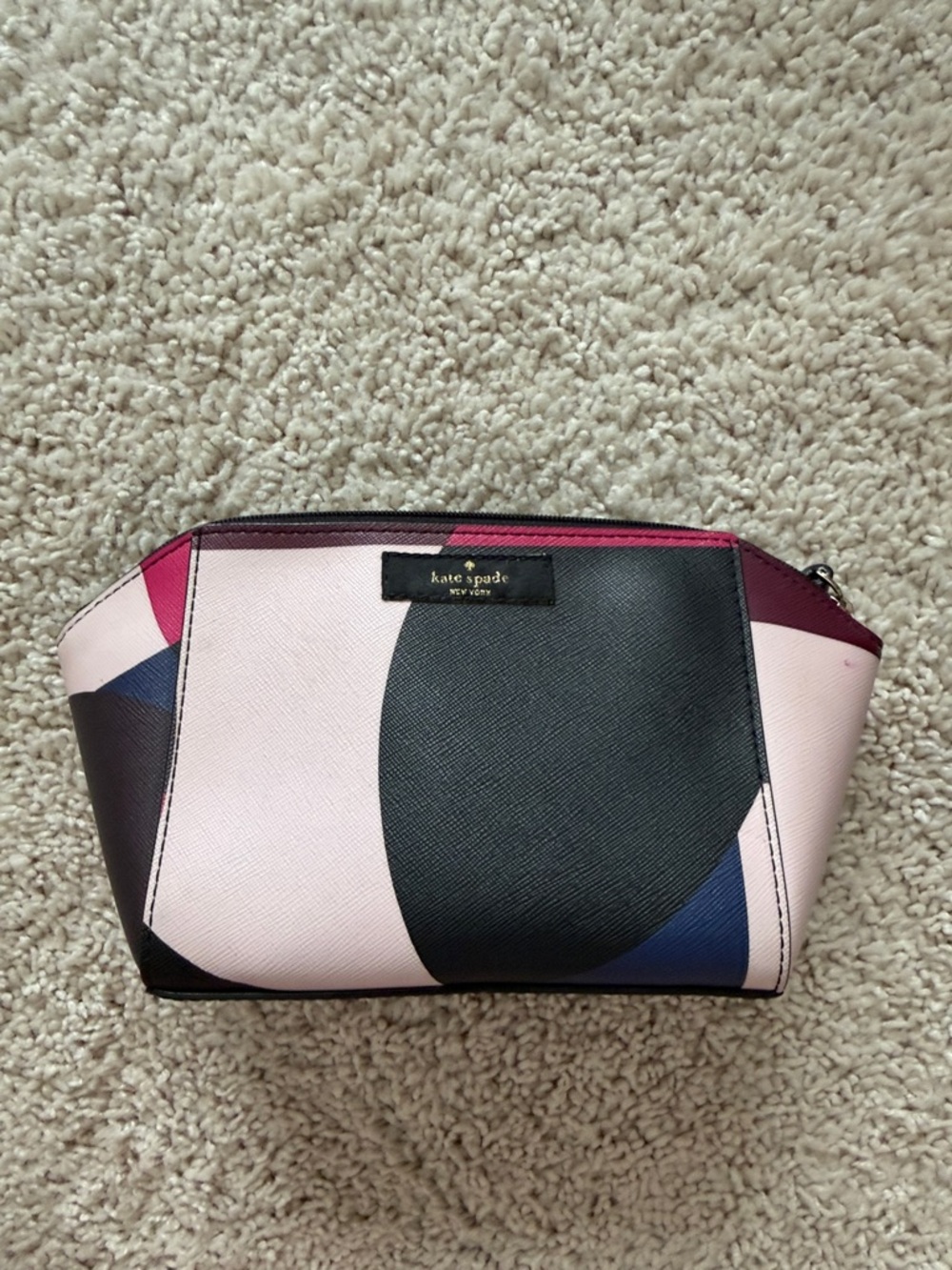kate spade Pink Navy Multicolor Geometric Cosmetic Pouch